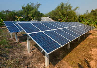 Solar system for office in Telangana using ground-mounted solar panels for efficient solar energy in Telangana.