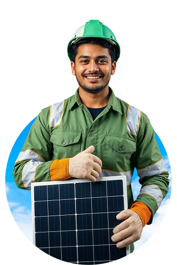 Gen Solar technician installing solar panels in Hyderabad for residential and commercial projects
