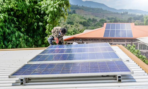 Commercial rooftop solar panels in Hyderabad providing solar power for office buildings and solar system installation services.