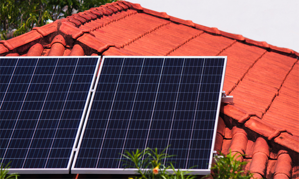 Residential rooftop solar panels in Hyderabad providing solar power for home and solar panel installation services.