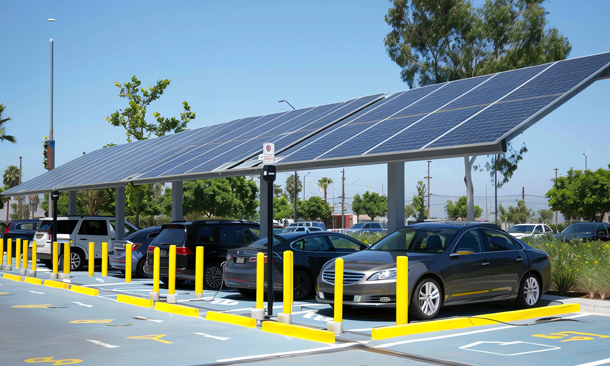 Residential solar carport in Telangana combining vehicle protection with efficient solar energy generation.