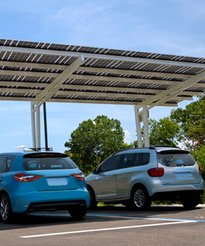 Solar carport in Hyderabad providing shaded parking with efficient solar power generation for homes and offices.